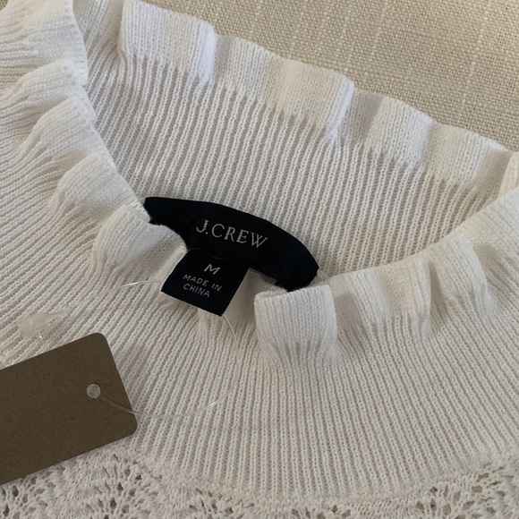 J. Crew Ruffle Neck Pointelle Sweater NWT sz M - Picture 4 of 4